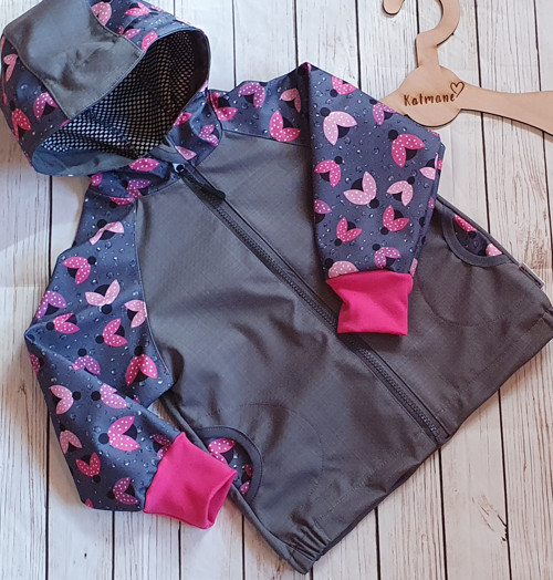 Softshellová jarní/podzimní bunda šedá/berušky