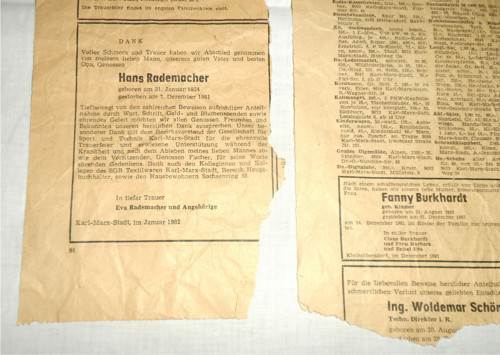 Německé NOVINY, list, Karl-Marx-Stadt 1982