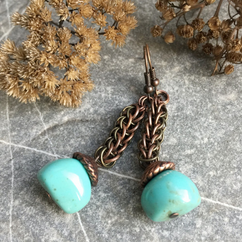 Persian bronze & tyrkys - náušnice — foto 1
