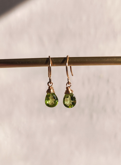 Náušnice z broušeného peridotu - 14k gold filled