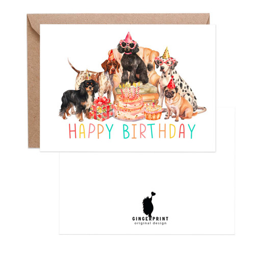 Přání Happy Birthday Dogs