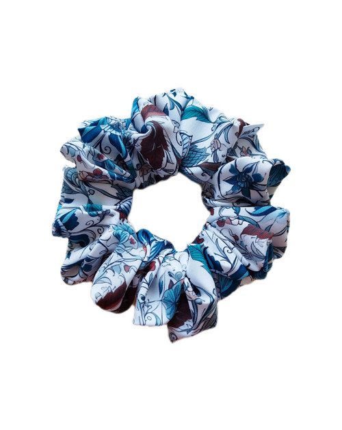 Gini HEDVÁBNÁ scrunchie M- FLOR AZUL — foto 1