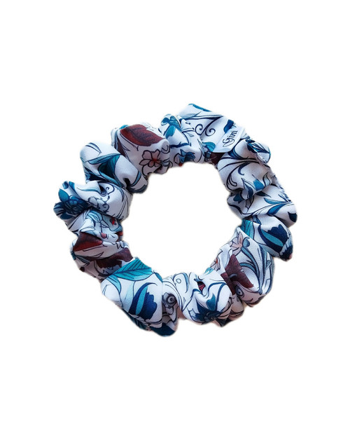 Gini HEDVÁBNÁ scrunchie S - FLOR AZUL — foto 1