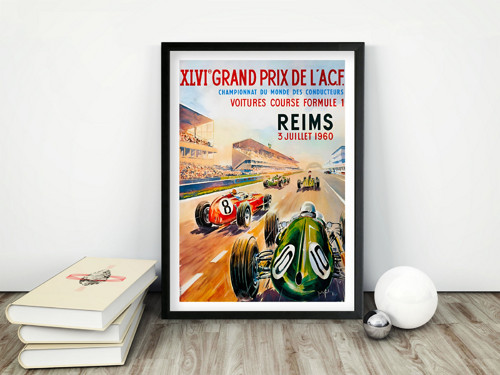 Vintage plakát Grand Prix Formule 1 Reims - 1960