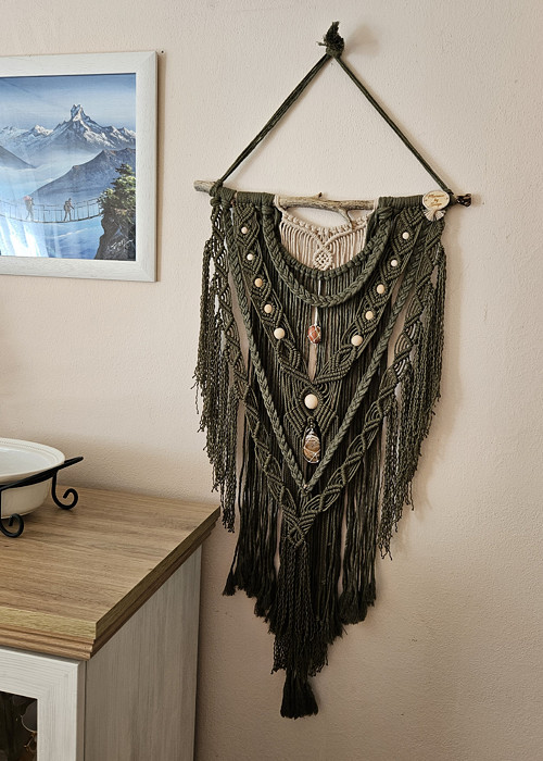 Autorské macrame klidu, štěstí s achátem, jaspisem