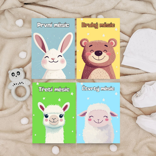 Milníkové kartičky pro miminka – Zvířátkové PDF