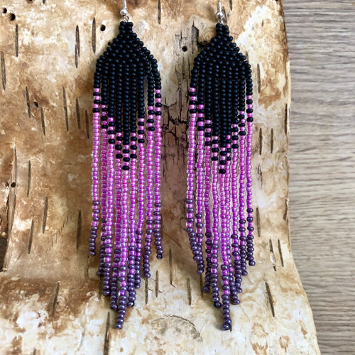 Dlouhé Šité Boho Náušnice - Do Růžova — foto 1