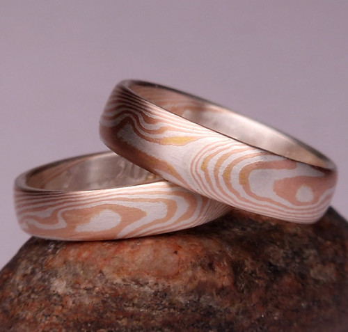 Mokume gane prsteny „Classic Red“(pár)