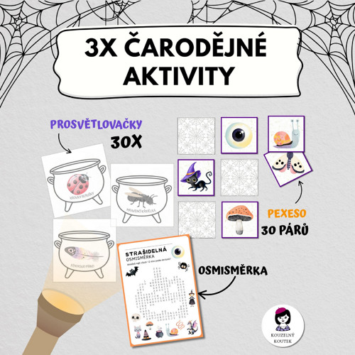 Čarodějné aktivity - pexeso, prosvětlovačky (PDF)