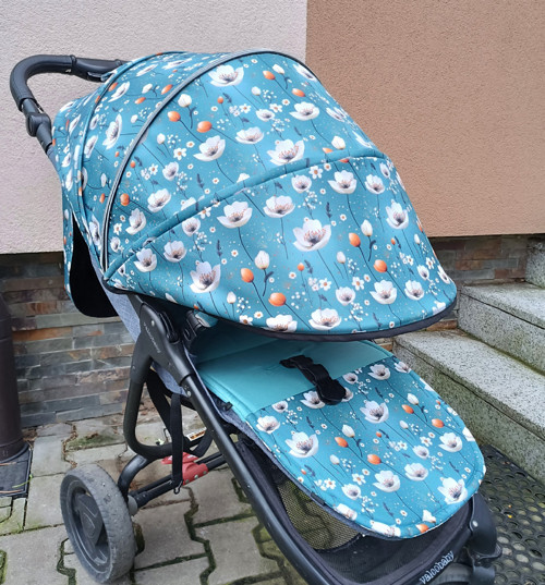 Stříška ke kočárku Valco TREND - květiny mentol