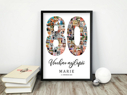 Koláž z vašich fotek, plakát - dárek 80 narozeniny