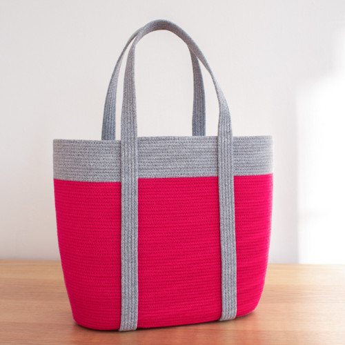 Kabelka SHOPPER fuchsiová a šedá