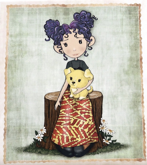 GARDEN GIRLS - látkový panel 25 x 29 cm