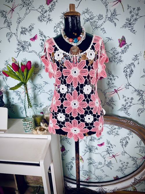 Háčkovaná boho vintage halenka — foto 1