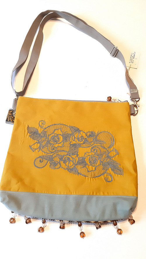 HandMade Cross-Body Kabelka s vyšivkou hořčicová