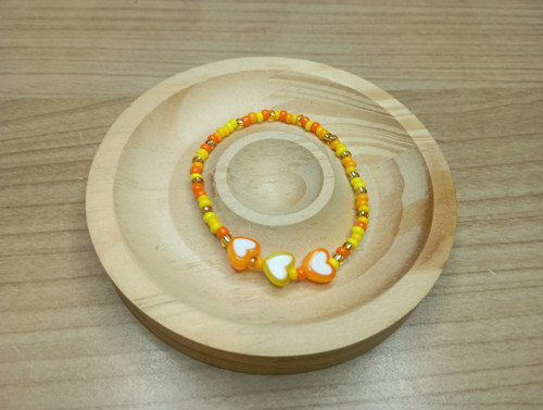 446 - Náramek 15cm - srdíčka (oranžový) — foto 1