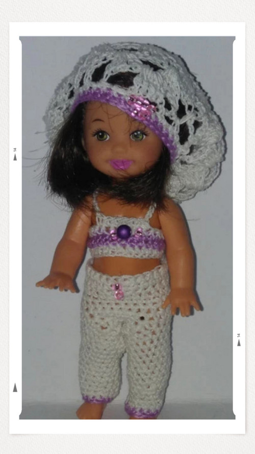 Kalhoty lacláče klobouk na panenky shelly #BARBIE
