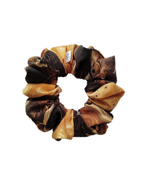 Gini HEDVÁBNÁ scrunchie M- BROWN MARBLE