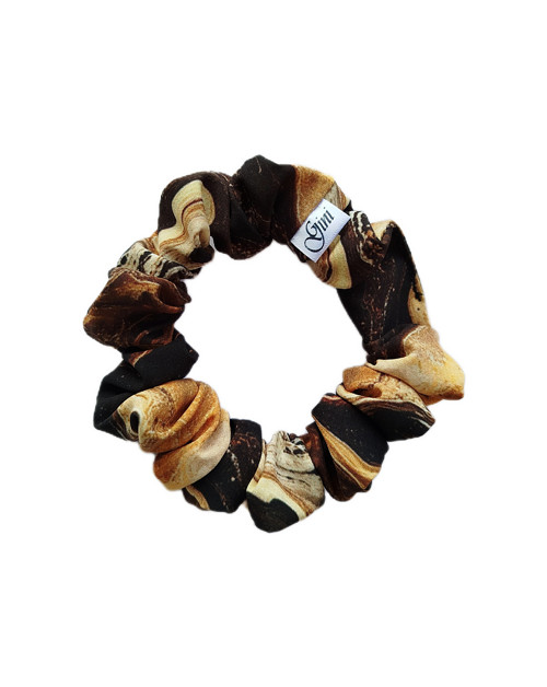 Gini HEDVÁBNÁ scrunchie S - BROWN MARBLE — foto 1