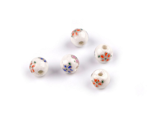 Porcelánové korálky 8 mm (5ks) - multikolor