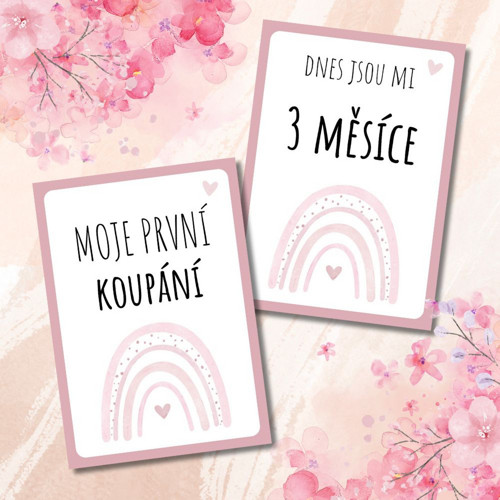 Milníkové kartičky (růžová duha) - stažení v PDF