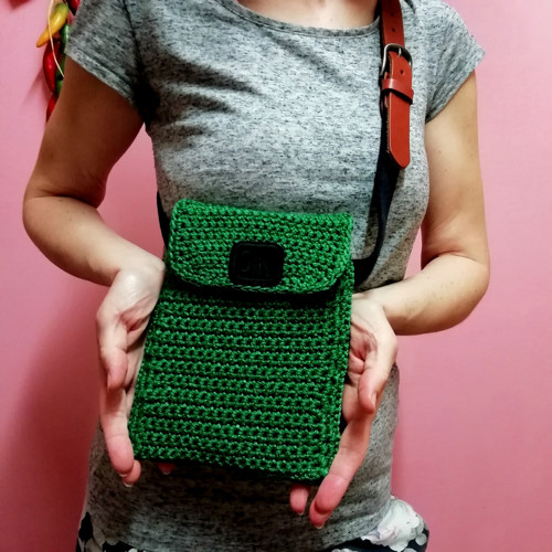 Kabelka háčkovaná zelená, magnet, crossbody
