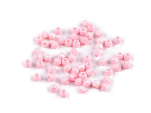 Skleněné broušené korálky 4 mm (5g) - růžová