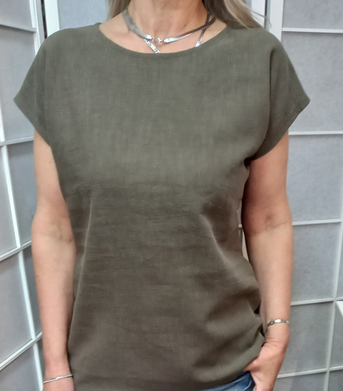 Halenka hladká LEN-Khaki — foto 1