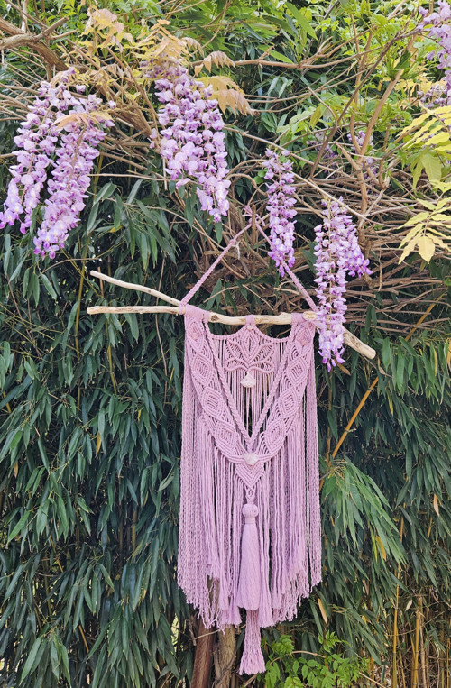 Autorské šeříkové macrame s růženíny