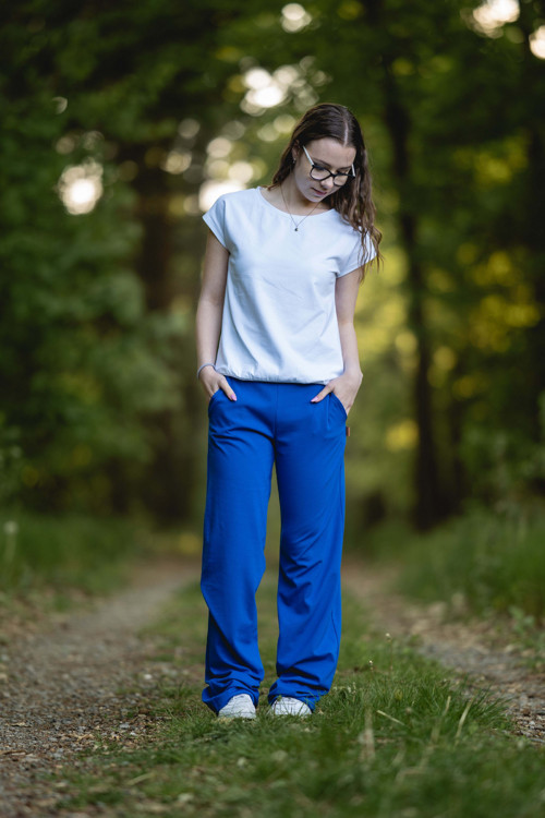 Kalhoty ANNA široké královská modrá