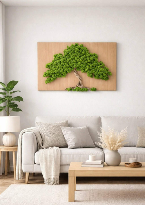 Mechový obraz, strom, 40x60