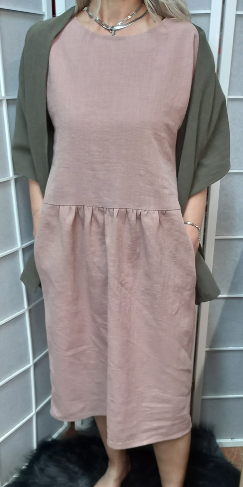 Šála -Šátek-Len-Khaki