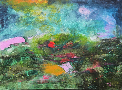 Krajina s deštěm - 40x30cm — foto 1