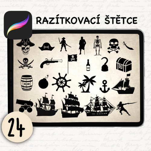 Procreate - razítkovací štětce - Piráti