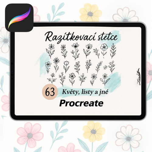 Procreate - razítkovací štětce - Květy a listy