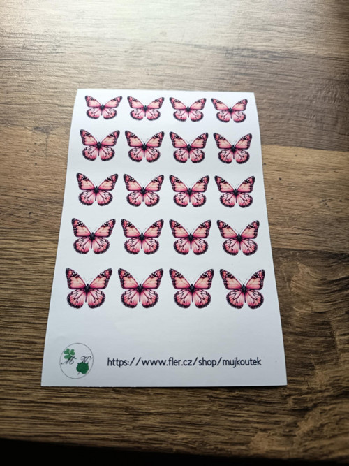 Samolepky motýli – růžoví