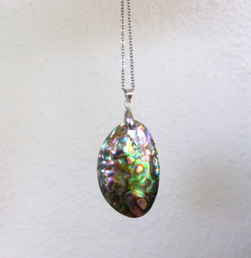 ABALONE PERLEŤ*OVÁL*ocelový náhrdelník