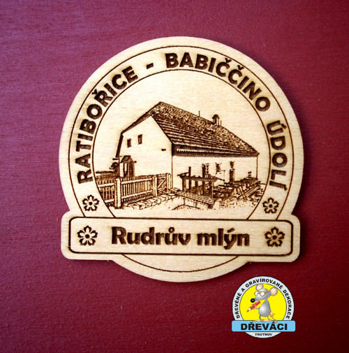 Turistický magnet dřevěný Rudrův mlýn Ratibořice