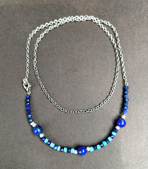 Řetízek s lapis lazuli a tyrkysem