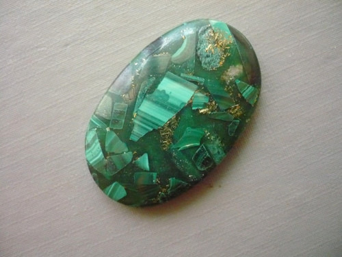 Kabošon - malachit 36 mm, č.6f