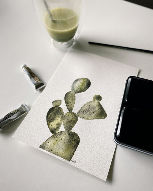 Kaktus - akvarel, ilustrace A5 — foto 1