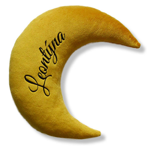 Polštář měsíček se jménem - Hořčicový - Leontýna