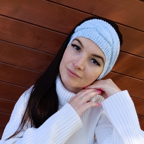 Čelenka dívčí modrobílý melír - Baby merino