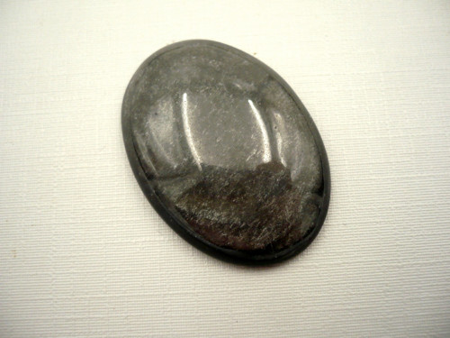 Kabošon - obsidián stříbrný 37 mm, č.6f