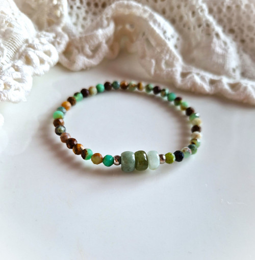 Chryzopras*barmský jadeit*Myanmar*náramek