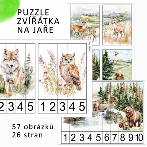 ZVÍŘÁTKA NA JAŘE - počítání a puzzle pro nejmenší