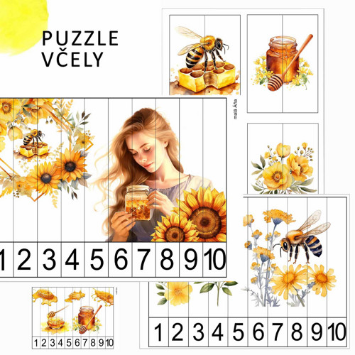 VČELY - počítání a puzzle pro nejmenší