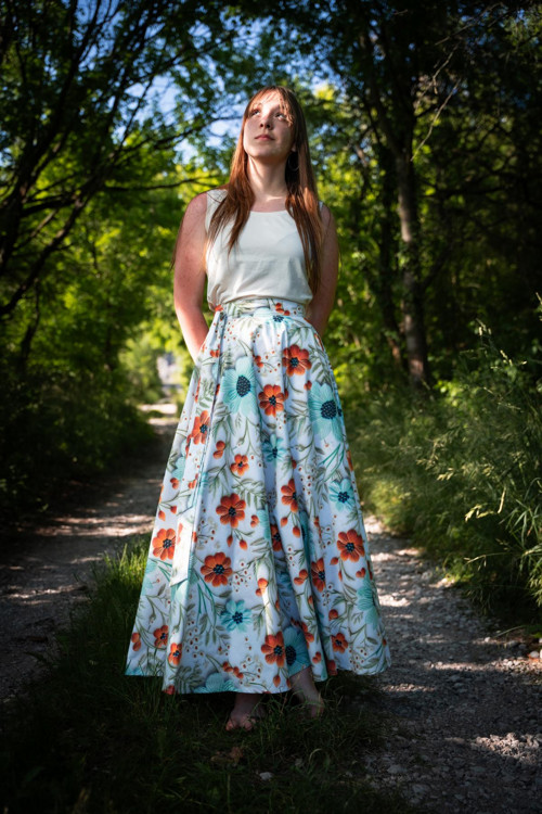 Kolová Sukně - 5D Květiny