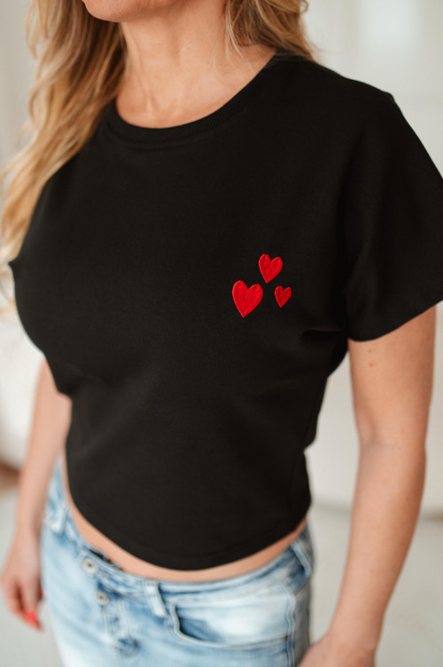 Dámské crop top tričko černé - láska