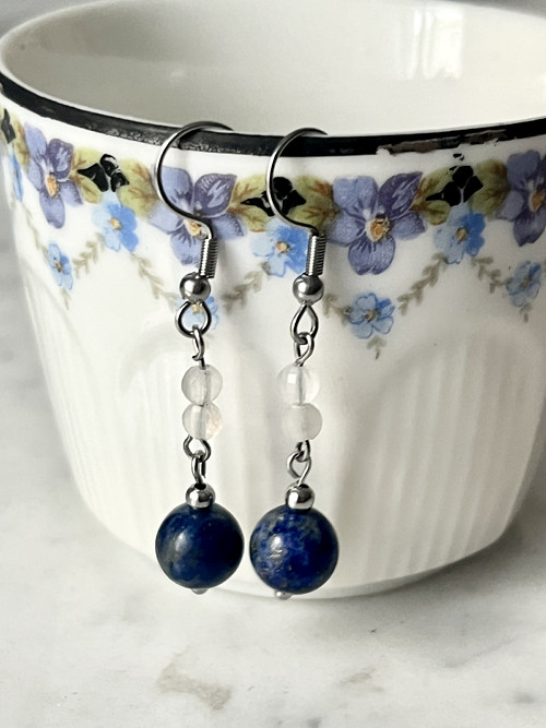 Náušnice lapis lazuli, opalit, chirurgická ocel